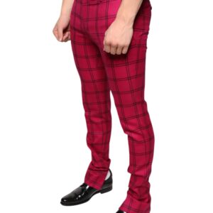 Dolce & Gabbana Pink Checkered Wool Skinny Pants