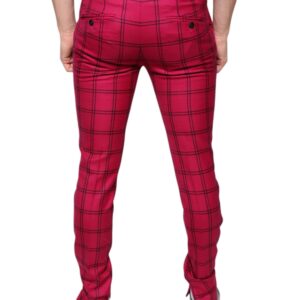 Dolce & Gabbana Pink Checkered Wool Skinny Pants