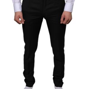 Dolce & Gabbana Black Wool Skinny Dress Formal Pants