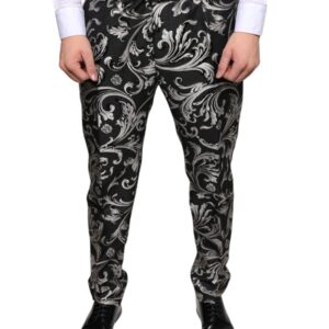 Dolce & Gabbana Black Jacquard Skinny Dress Pants