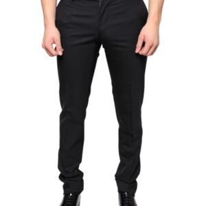 Dolce & Gabbana Black Wool Skinny Men Dress Pants