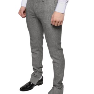 Dolce & Gabbana Gray Check Tartan Wool Skinny Pants