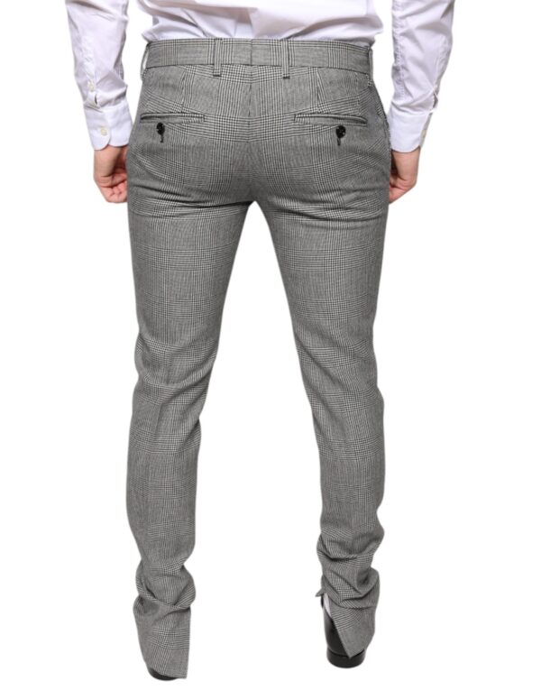 Dolce & Gabbana Gray Check Tartan Wool Skinny Pants - Image 4