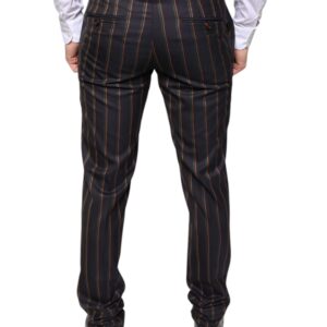 Dolce & Gabbana Brown Stripes Skinny Men Dress Pants