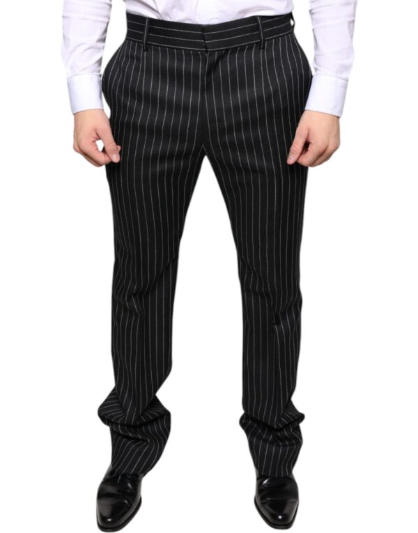 Dolce & Gabbana Black Stripes Skinny Men Dress Pants - Image 2