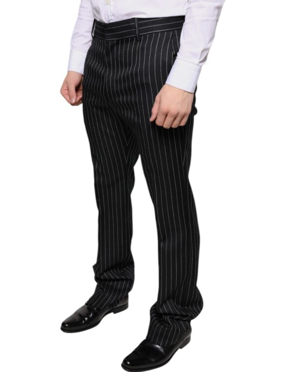 Dolce & Gabbana Black Stripes Skinny Men Dress Pants - Image 3