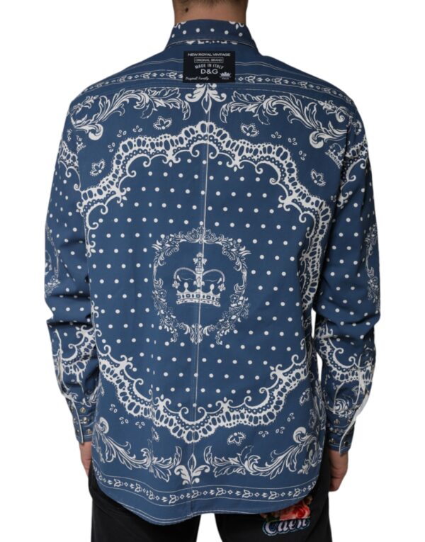 Dolce & Gabbana Blue White Bandana Print Cotton Casual Shirt - Image 4