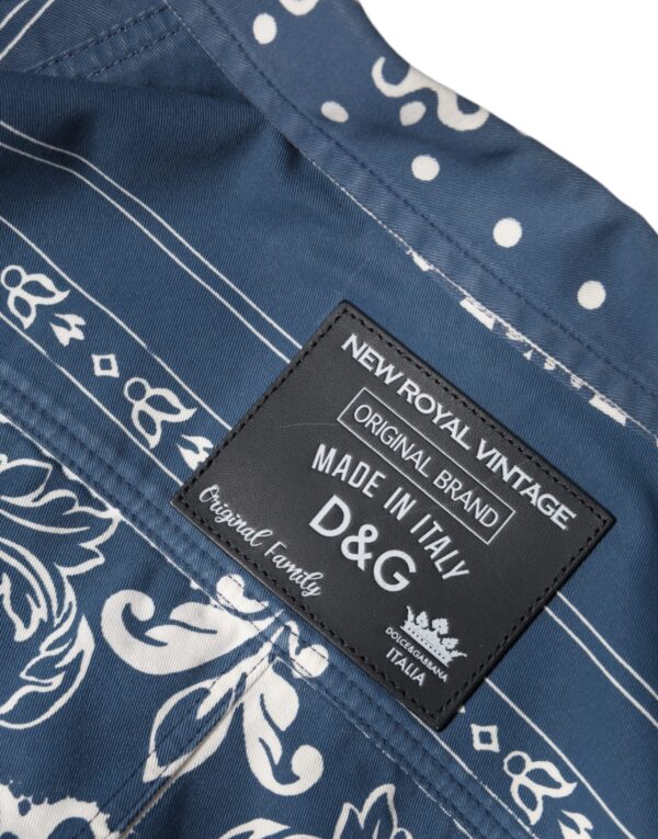 Dolce & Gabbana Blue White Bandana Print Cotton Casual Shirt - Image 7