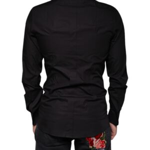 Dolce & Gabbana Black King Crown Embroidered GOLD Dress Shirt