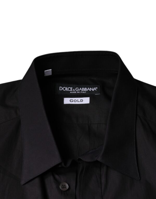 Dolce & Gabbana Black King Crown Embroidered GOLD Dress Shirt - Image 8