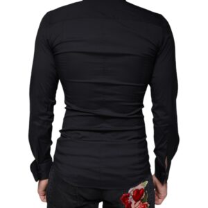 Dolce & Gabbana Black Logo Embroidered SICILIA Dress Shirt