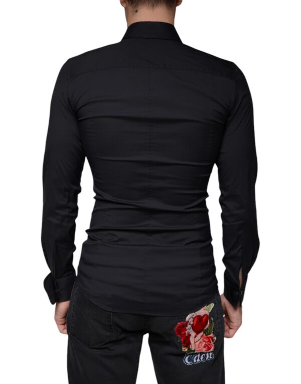 Dolce & Gabbana Black Logo Embroidered SICILIA Dress Shirt - Image 4