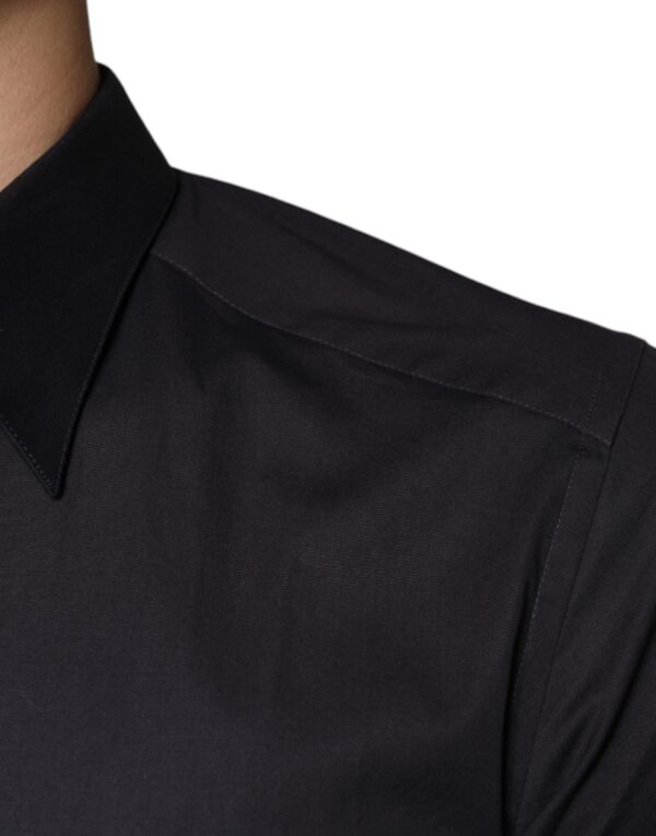 Dolce & Gabbana Black Cotton Stretch Dress GOLD Formal Shirt - Image 6