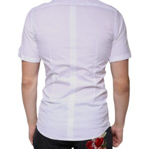 Dolce & Gabbana White Cotton Casual GOLD Short Sleeves Shirt