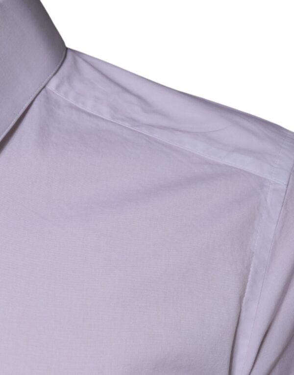 Dolce & Gabbana White Cotton Stretch Dress GOLD Formal Shirt - Image 6