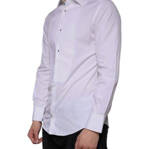 Dolce & Gabbana White Bib Cotton Poplin GOLD Men Formal Shirt