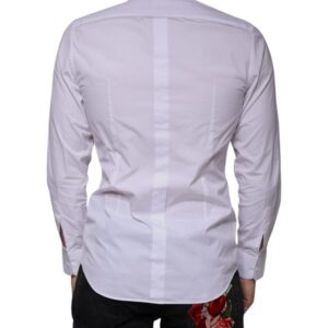 Dolce & Gabbana White Bib Cotton Poplin GOLD Men Formal Shirt