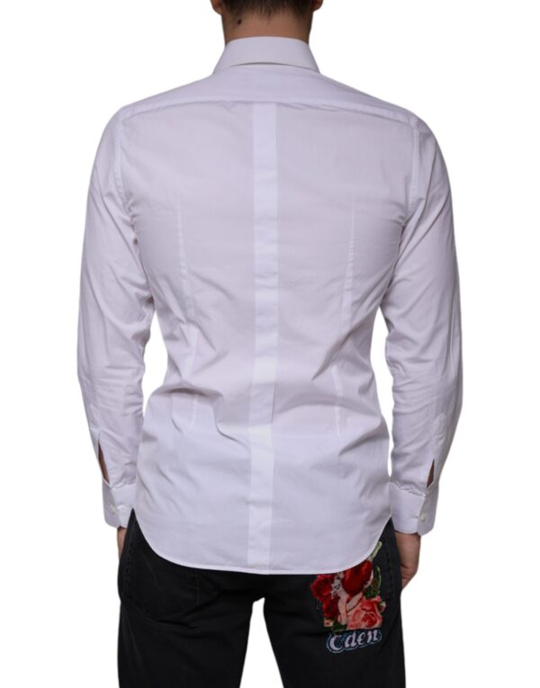 Dolce & Gabbana White Bib Cotton Poplin GOLD Men Formal Shirt - Image 4