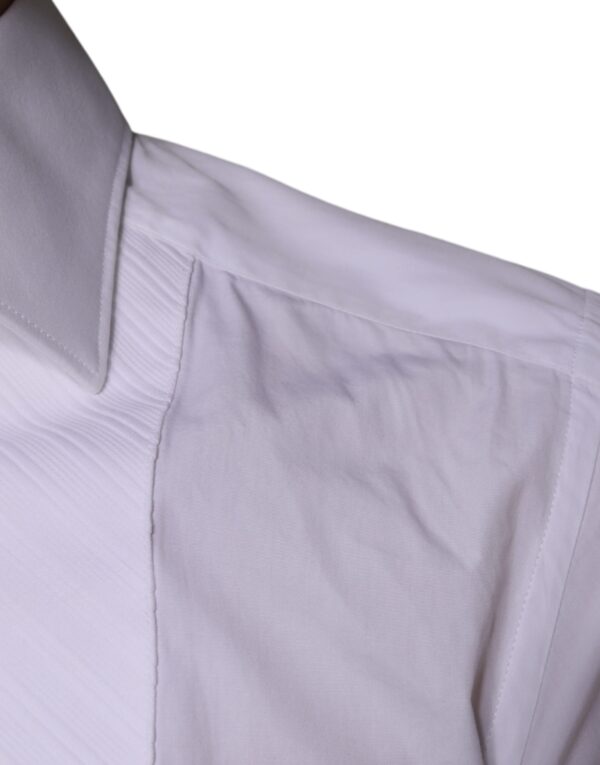 Dolce & Gabbana White Bib Cotton Poplin GOLD Men Formal Shirt - Image 6