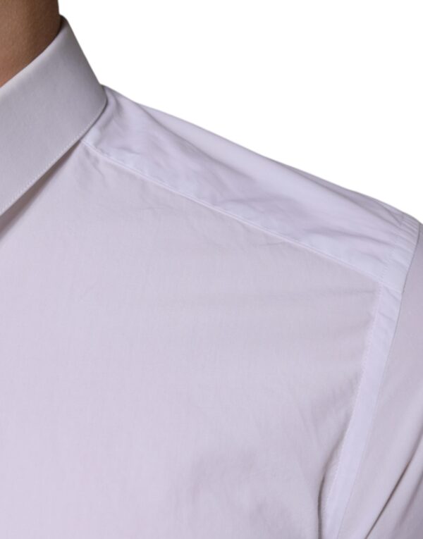 Dolce & Gabbana White Cotton Dress GOLD Formal Collared Shirt - Image 6