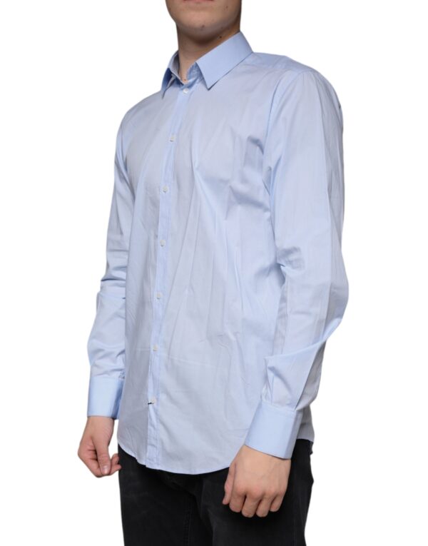 Dolce & Gabbana Light Blue MARTINI Cotton Dress Formal Shirt - Image 3