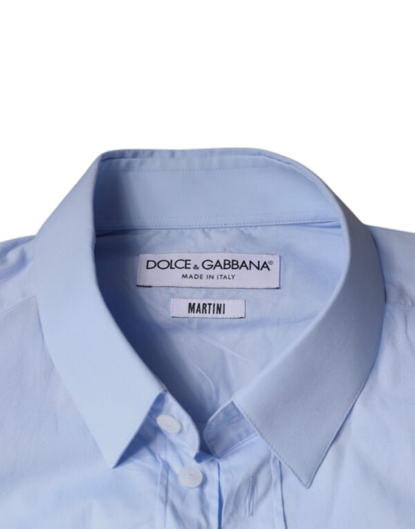 Dolce & Gabbana Light Blue MARTINI Cotton Dress Formal Shirt - Image 7