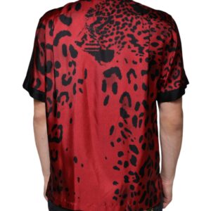 Dolce & Gabbana Red Leopard Silk Button Down Casual Shirt