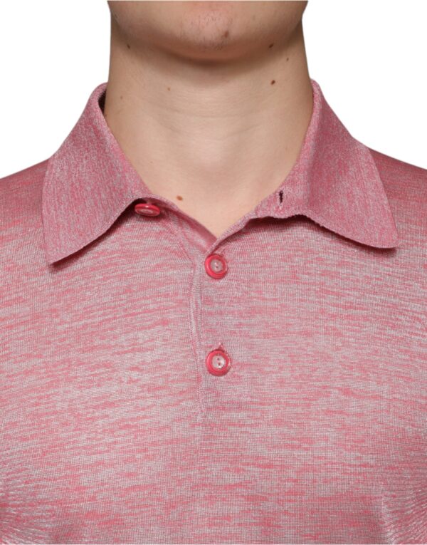 Dolce & Gabbana Pink Polyester Long Sleeve Men Polo T-shirt - Image 5