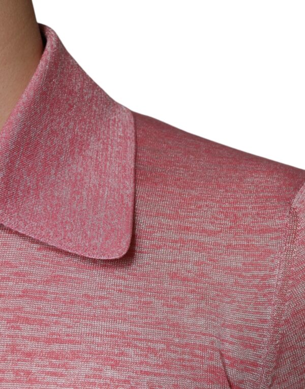 Dolce & Gabbana Pink Polyester Long Sleeve Men Polo T-shirt - Image 6