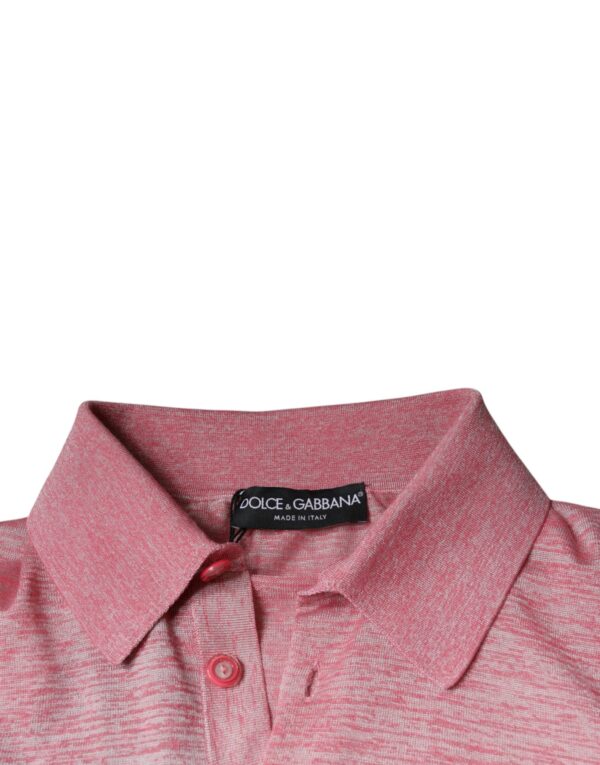 Dolce & Gabbana Pink Polyester Long Sleeve Men Polo T-shirt - Image 7