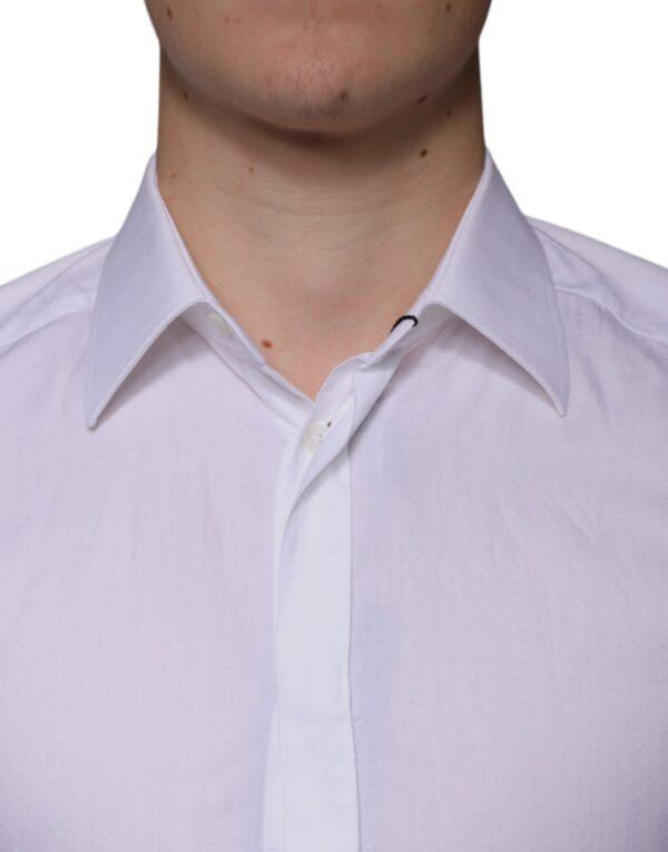 Dolce & Gabbana White Cotton Men Dress GOLD Formal Shirt - Image 5