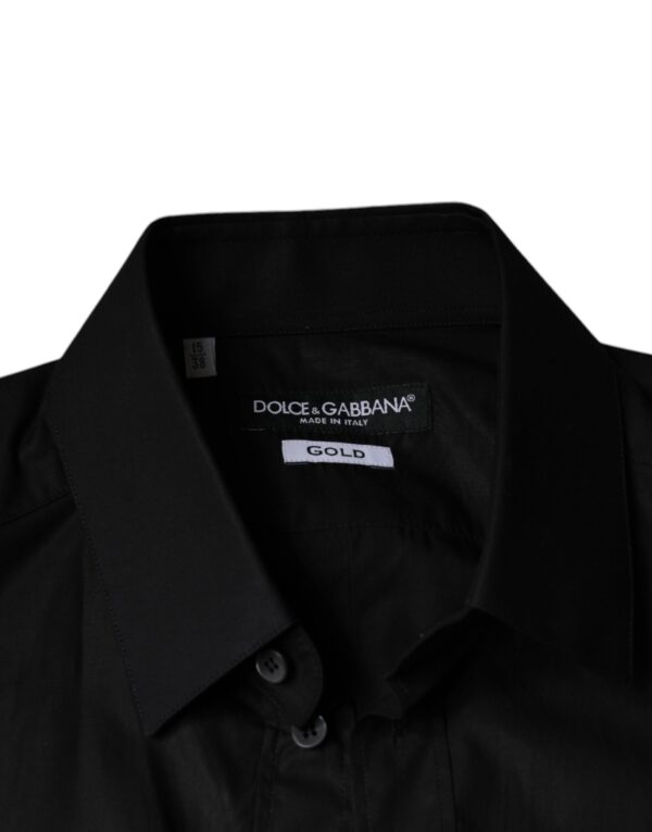 Dolce & Gabbana Black Cotton Stretch Dress GOLD Formal Shirt - Image 7