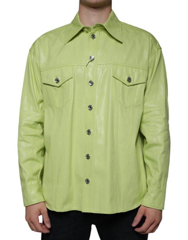 Dolce & Gabbana Green Cotton Collared Men Button Down Shirt - Image 2