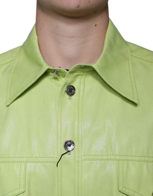 Dolce & Gabbana Green Cotton Collared Men Button Down Shirt - Image 5