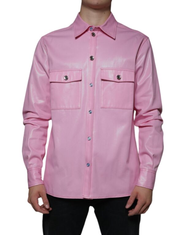 Dolce & Gabbana Pink Cotton Collared Button Down Shirt - Image 2