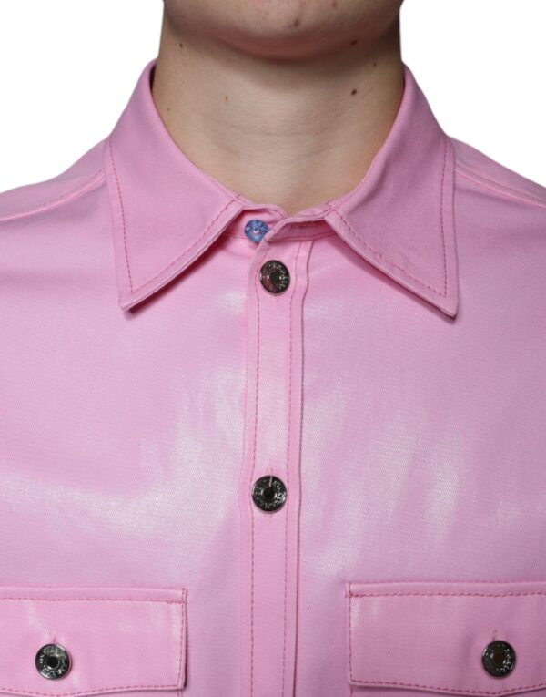 Dolce & Gabbana Pink Cotton Collared Button Down Shirt - Image 5