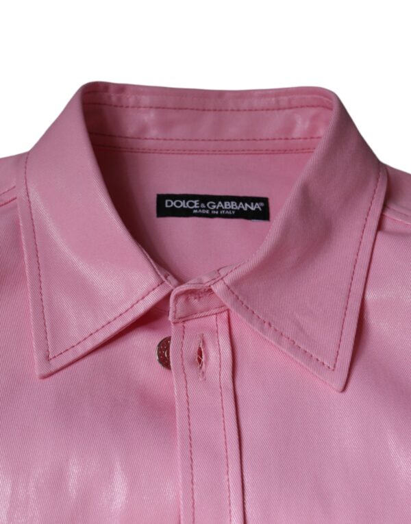 Dolce & Gabbana Pink Cotton Collared Button Down Shirt - Image 7