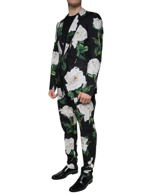 Dolce & Gabbana Black Rose Cotton Men Formal 2 Piece Suit - Image 3