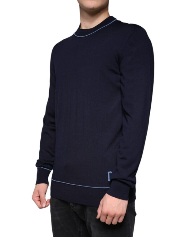 Dolce & Gabbana Dark Blue Wool Crew Neck Men Pullover Sweater - Image 3