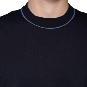 Dolce & Gabbana Dark Blue Wool Crew Neck Men Pullover Sweater