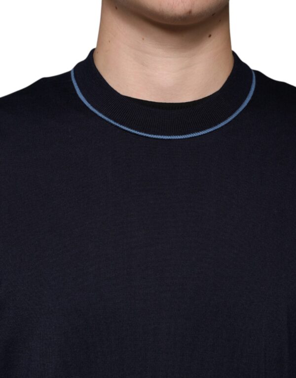 Dolce & Gabbana Dark Blue Wool Crew Neck Men Pullover Sweater - Image 5