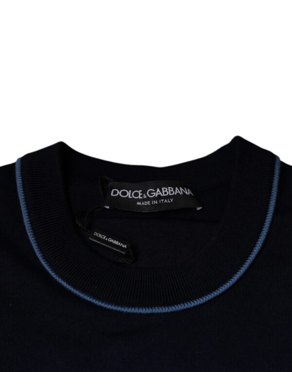 Dolce & Gabbana Dark Blue Wool Crew Neck Men Pullover Sweater - Image 7