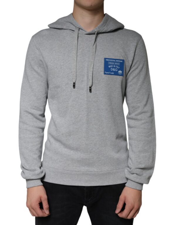 Dolce & Gabbana Gray Cotton Logo Hooded Sweatshirt Sweater - Image 2