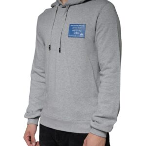 Dolce & Gabbana Gray Cotton Logo Hooded Sweatshirt Sweater