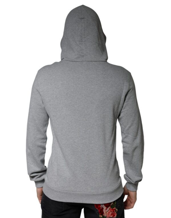 Dolce & Gabbana Gray Cotton Logo Hooded Sweatshirt Sweater - Image 4