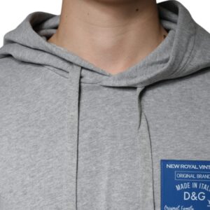 Dolce & Gabbana Gray Cotton Logo Hooded Sweatshirt Sweater