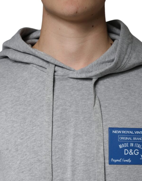 Dolce & Gabbana Gray Cotton Logo Hooded Sweatshirt Sweater - Image 5