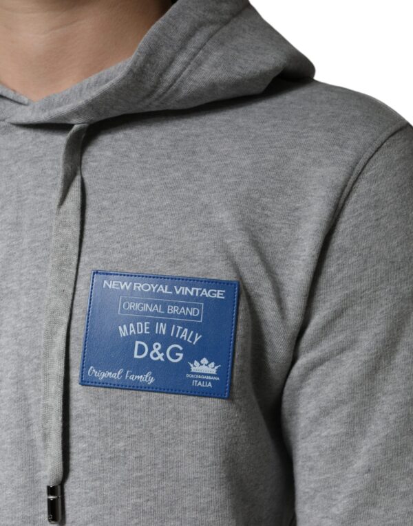 Dolce & Gabbana Gray Cotton Logo Hooded Sweatshirt Sweater - Image 6