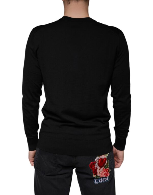 Dolce & Gabbana Black Embellished V-neck Pullover Sweater - Image 4