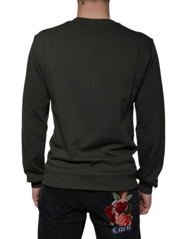 Dolce & Gabbana Army Green DG Crown Crew Neck Pullover Sweater - Image 4